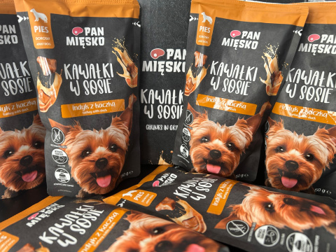 Pan Mięsko KAWAŁKI W SOSIE INDYK Z KACZKĄ 150g Karma mokra dla psa