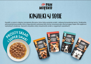 Pan Mięsko KAWAŁKI W SOSIE INDYK Z KACZKĄ 150g Karma mokra dla psa
