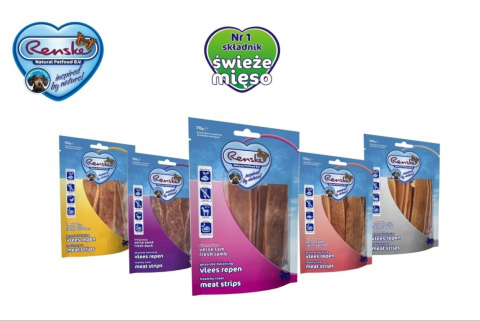 Renske healthy meat strips Rabbit - suszone płaty mięsa królika (100g) Renske healthy meat strips Rabbit - suszone płaty mięsa królika (100g)