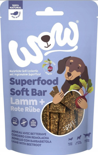 WOW Superfood Soft Bar Lamm - jagnięcina z buraczkami miękkie przysmaki dla psa (150g)