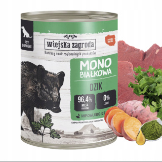Wiejska Zagroda karma monobiałkowa dla psa dzik 800 g