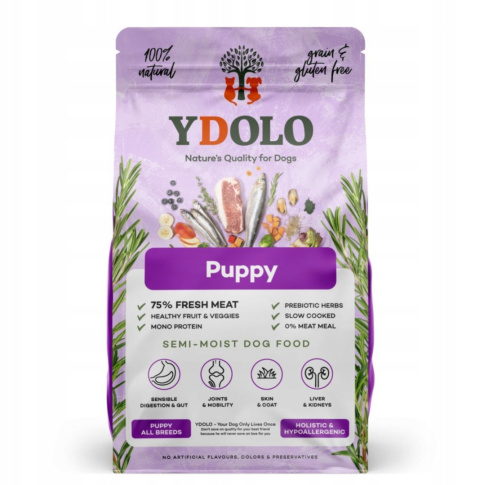 YDOLO Puppy Wieprzowina Iberico i ryby 2,5kg PÓŁWILGOTNA Szczeniąt
